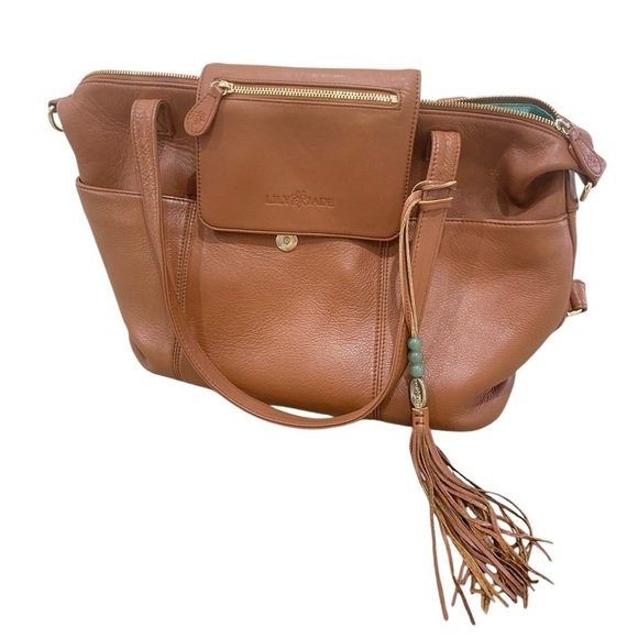 Lily Jade Madeline convertible tote Brandy caramel pebble leather backpack - Picture 9 of 16
